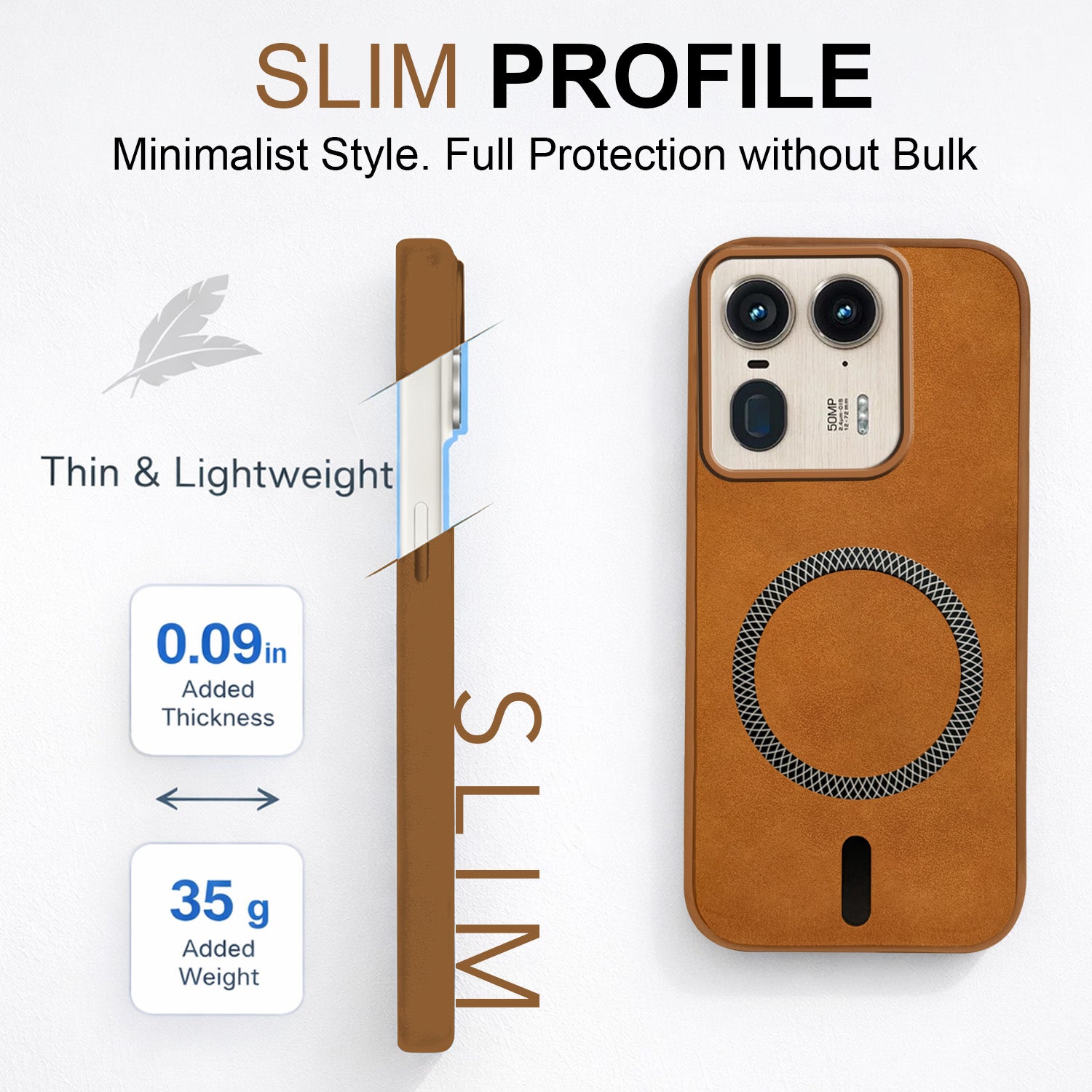 For Motorola Moto Edge 50 Ultra 5G Back Case Cover Leather Finish (MagSafe Compatible Wireless Charging | Soft Touch | Camera Bump Protection)