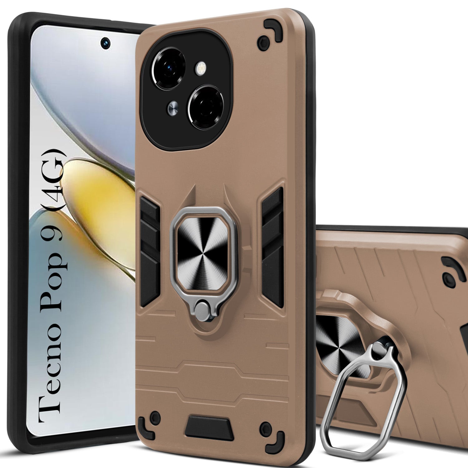 For Tecno Pop 9 4G Back Cover Case (Shockproof Polycarbonate Dual Layer Hybrid Armor)