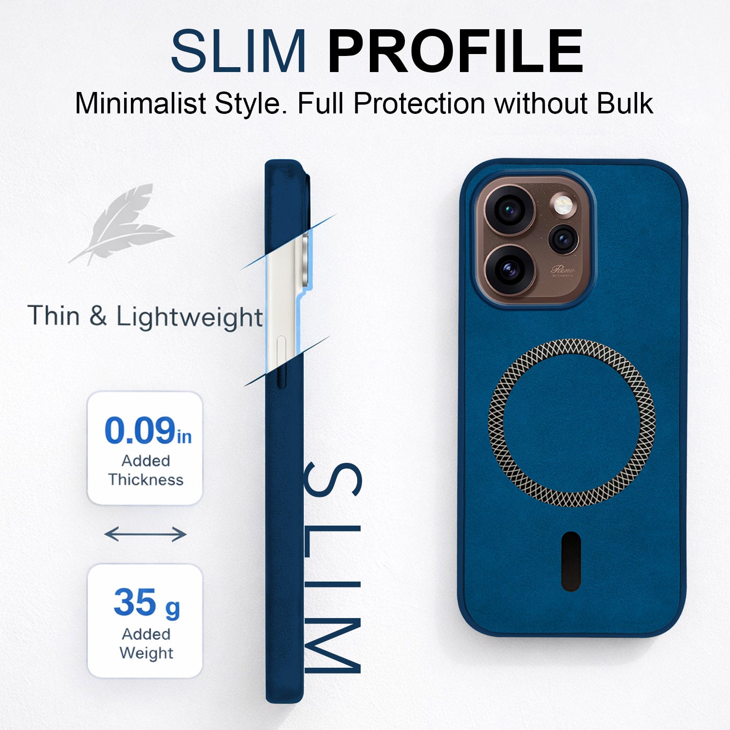 For Oppo Reno15 Pro 5G | Oppo Reno 15 Pro 5G Back Cover Case Leather Finish (MagSafe Compatible Wireless Charging | Soft Touch | Camera Bump Protection)