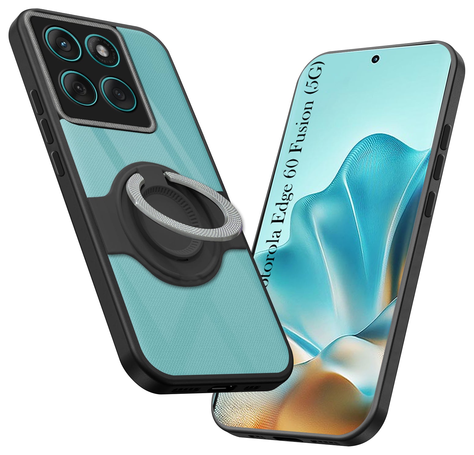For Motorola Moto Edge 60 Fusion Back Cover Case with stand (Built-in Ring Holder Kickstand | Lifetime Anti Yellow | Camera Protection)