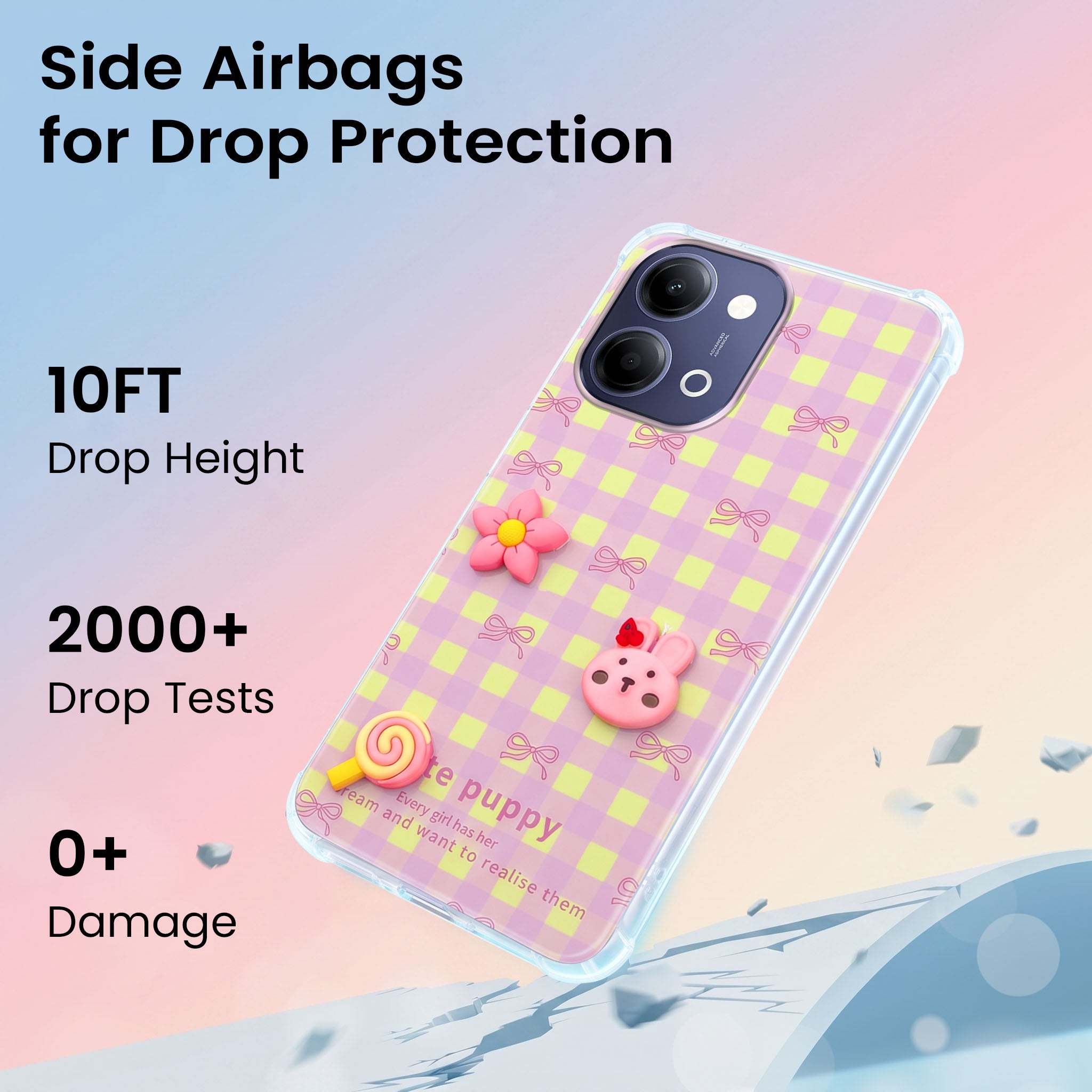 For Vivo Y11 | Vivo Y21 5G Back Cover Case (3D Cute Cartoons | Hard Back Side Soft | Matte Premium Finish | HD Printing)