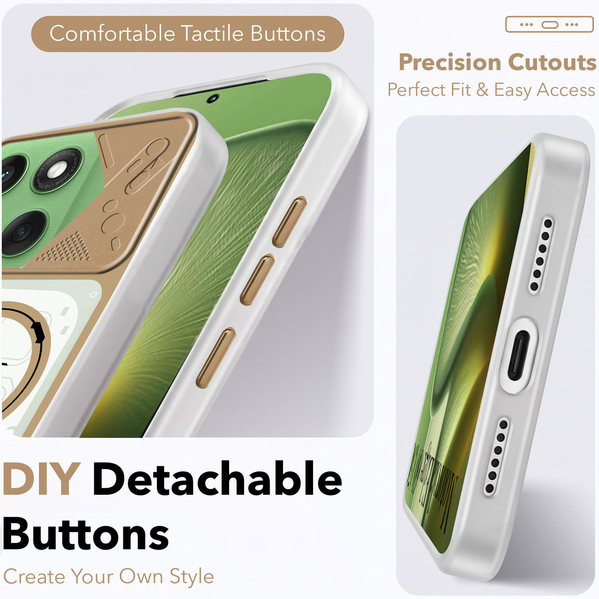 For Motorola Moto Edge 60 Metallic Back Cover Case (Metallic Camera Protection & Buttons | Translucent Milky Shade | Hard Polycarbonate)