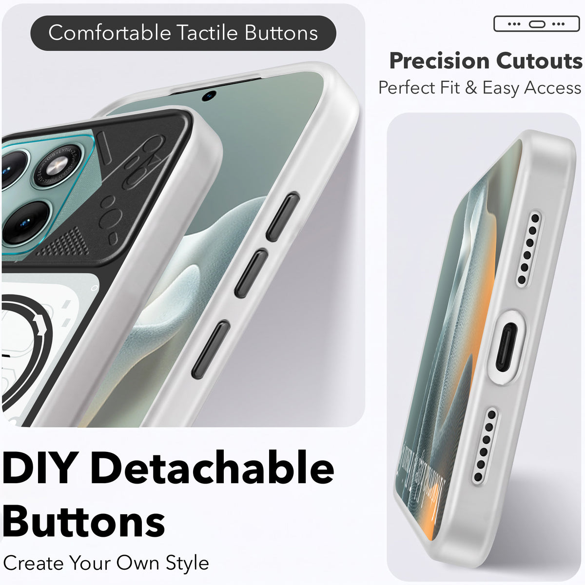 For Motorola Moto Edge 70 Fusion Metallic Back Cover Case (Metallic Camera Protection & Buttons | Translucent Milky Shade | Hard Polycarbonate)
