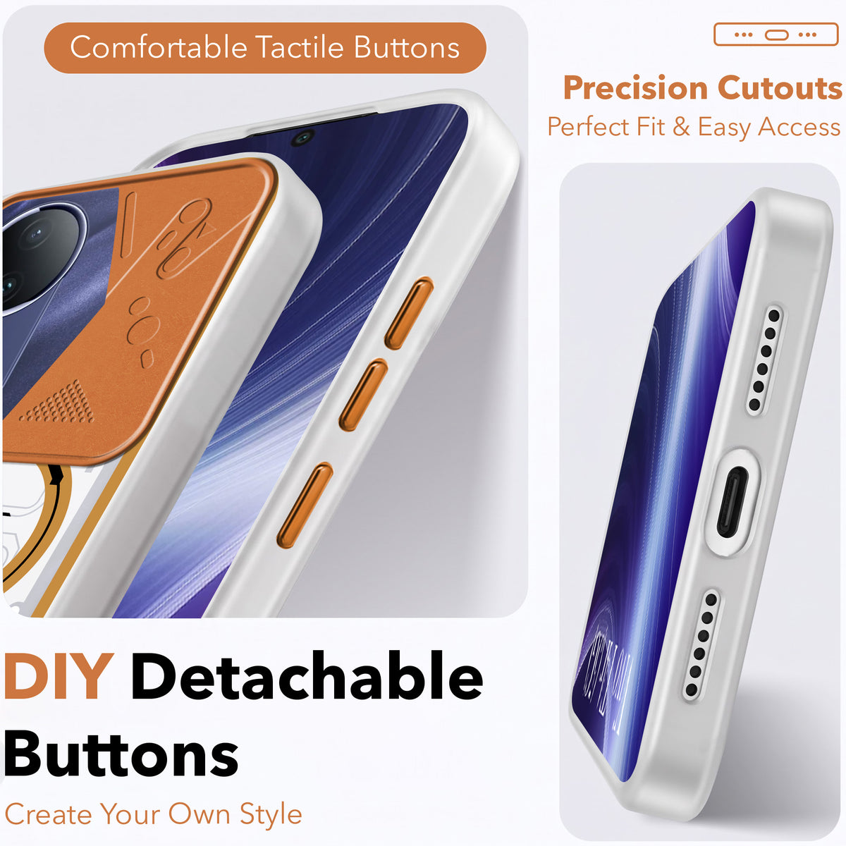 For Vivo T4R Metallic Back Cover Case (Metallic Camera Protection & Buttons | Translucent Milky Shade | Hard Polycarbonate)