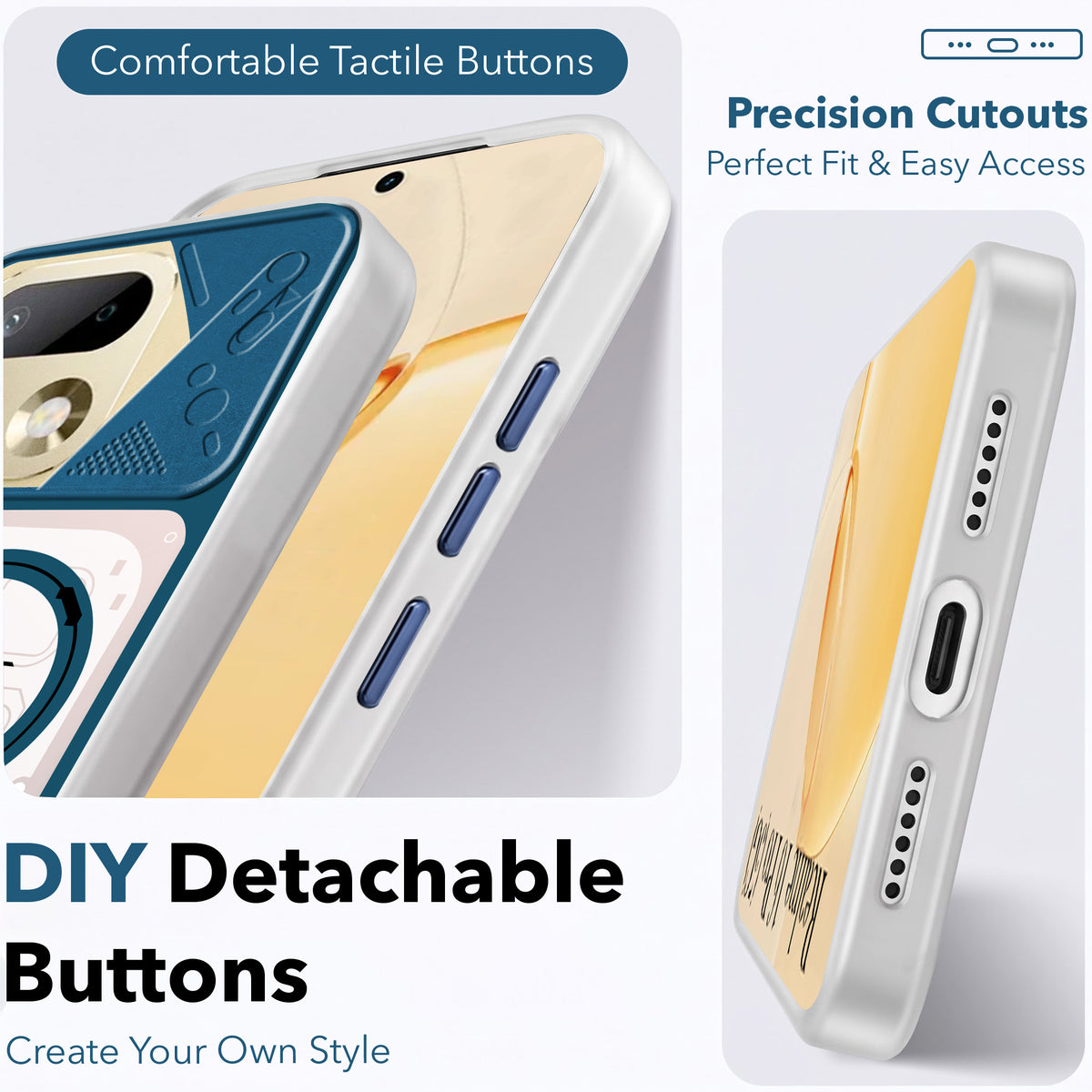 For Realme 16 Pro Metallic Back Cover Case (Metallic Camera Protection & Buttons | Translucent Milky Shade | Hard Polycarbonate)