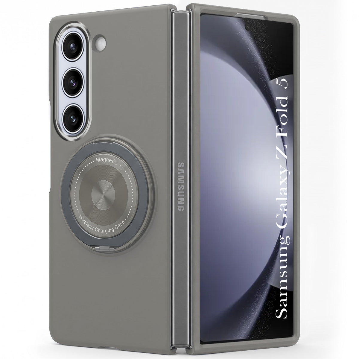 For Samsung Galaxy Z Fold 5 5G Back Cover Case (360° Rotating Kickstand Ring | Shockproof Camera Protection | Magnetic MagSafe Wireless Charging Support)