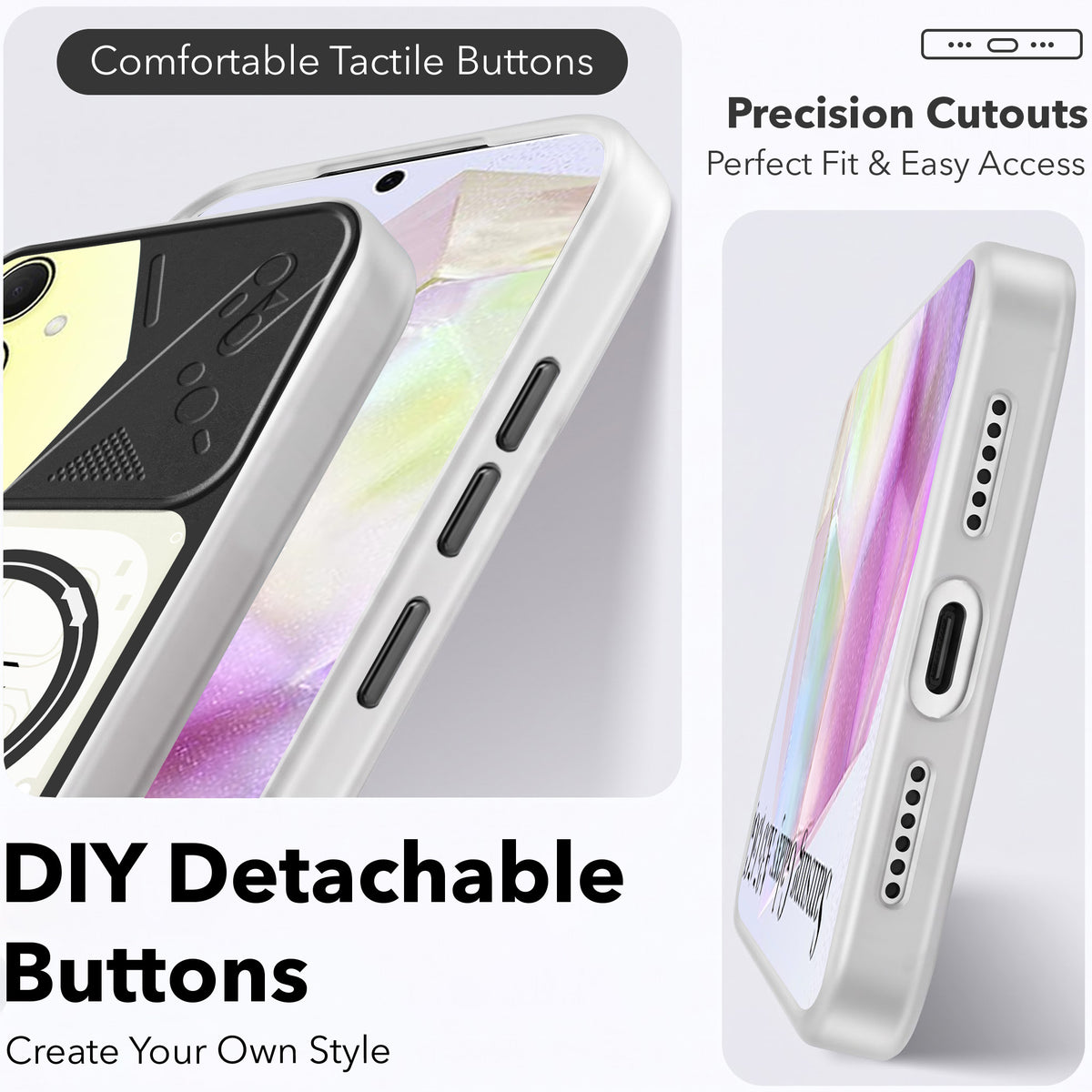 For Samsung Galaxy A35 5G Metallic Back Cover Case (Metallic Camera Protection & Buttons | Translucent Milky Shade | Hard Polycarbonate)