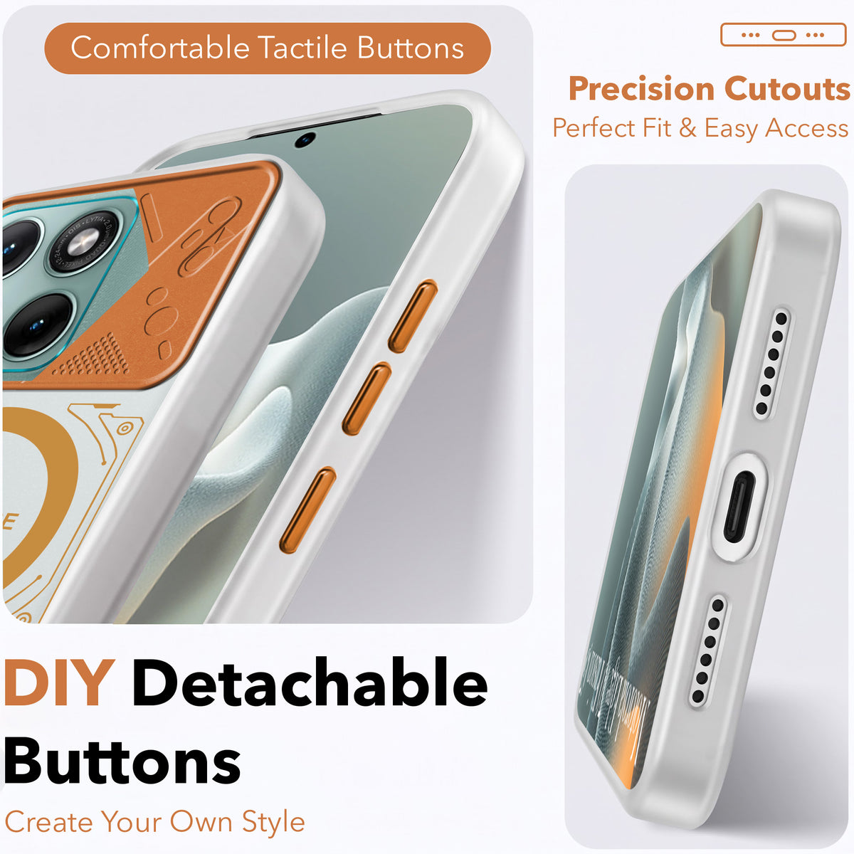 For Motorola Moto Edge 70 Fusion Metallic Back Cover Case (Metallic Camera Protection & Buttons | Translucent Milky Shade | Hard Polycarbonate)