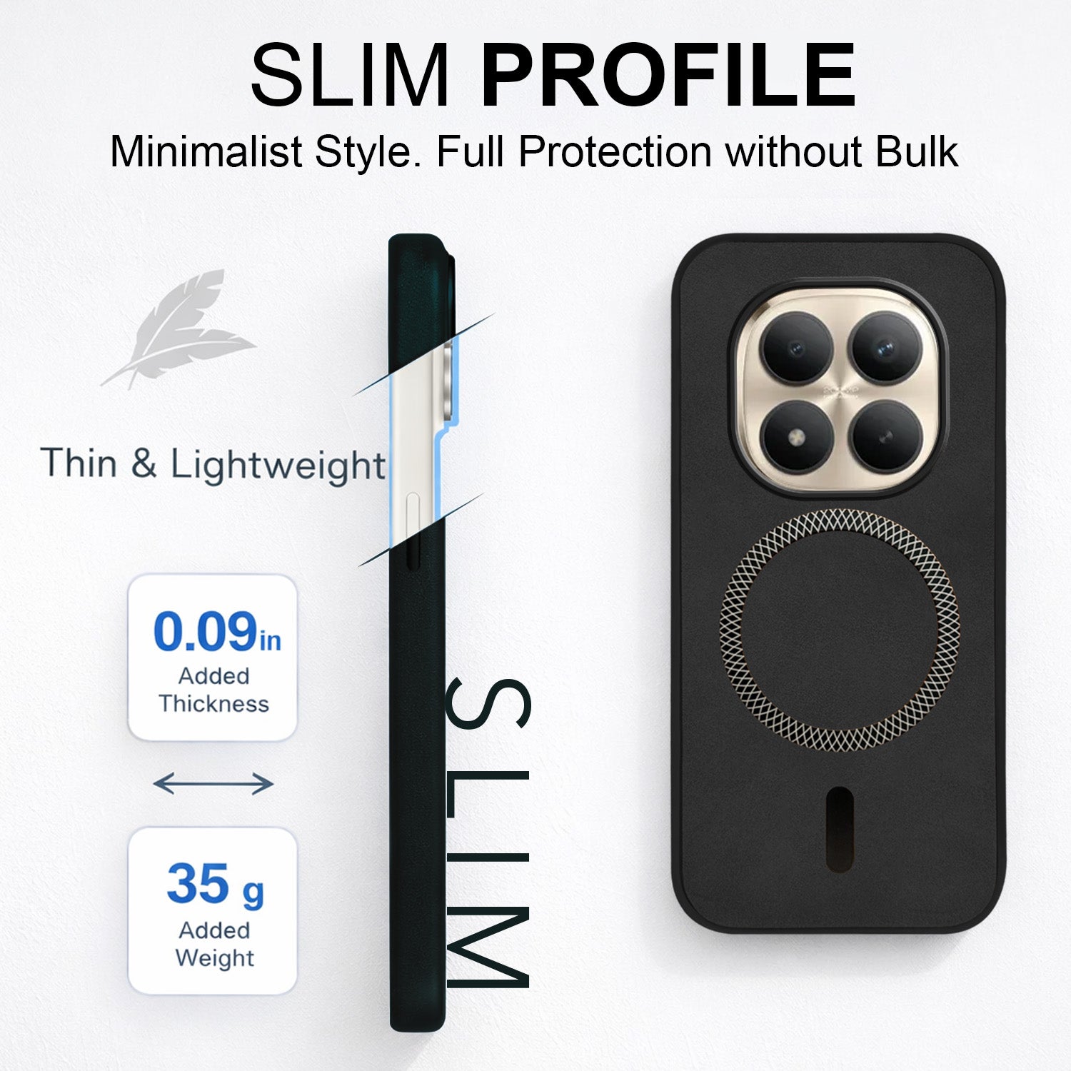 For Xiaomi Redmi Note 15 Pro Plus 5G Back Cover Case Leather Finish (MagSafe Compatible Wireless Charging | Soft Touch | Camera Bump Protection)