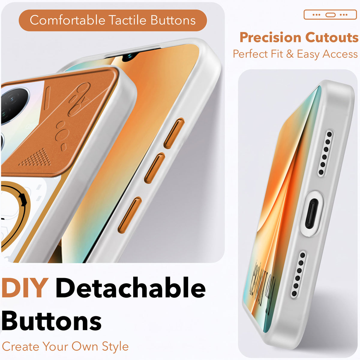 For Vivo Y100 5G Metallic Back Cover Case (Metallic Camera Protection & Buttons | Translucent Milky Shade | Hard Polycarbonate)