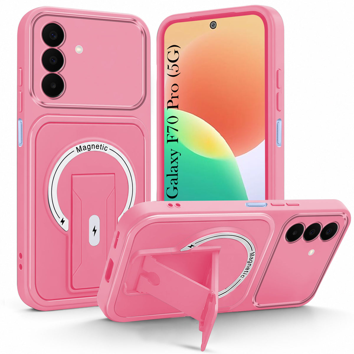 For Samsung Galaxy F70 Pro 5G Back Case Cover Metallic (Hybrid Armor Kickstand | MagSafe Compatible | Camera Protection Shockproof)