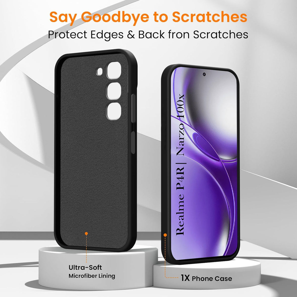 For Realme P4R 5G | Realme Narzo 100X 5G Back Cover Case Rubberised (Textured Grip Design| Micro-Fiber Cloth Inside | Slim and Light Weight | Soft Touch and Feel)