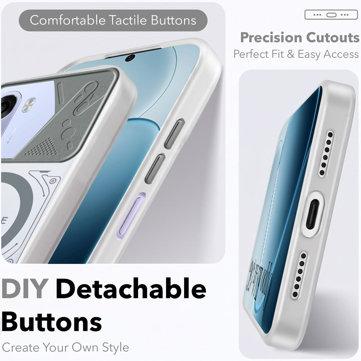 For Oppo K14x 5G Metallic Back Cover Case (Metallic Camera Protection & Buttons | Translucent Milky Shade | Hard Polycarbonate)