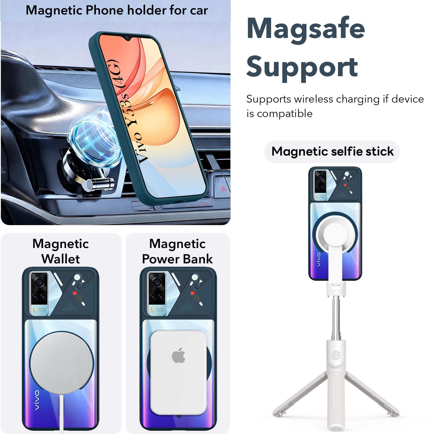 For Vivo Y53s 4G Back Cover Case Lifetime Anti-Yellow Clear (Camera Protection | Side Grip | Wireless MagSafe Compatible)