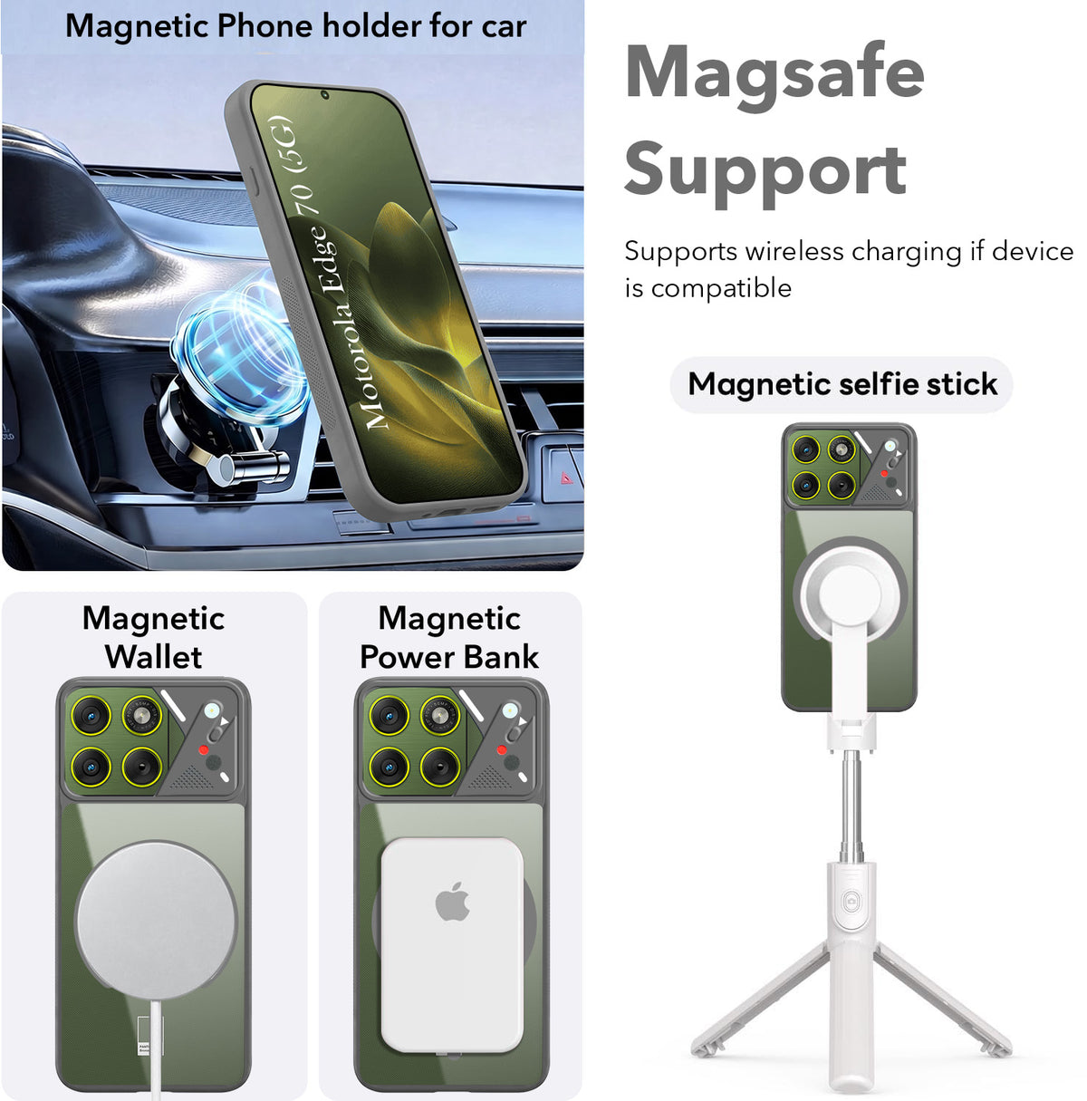 For Motorola Moto Edge 70 Back Cover Case Lifetime Anti-Yellow Clear (Camera Protection | Side Grip | Wireless MagSafe Compatible)