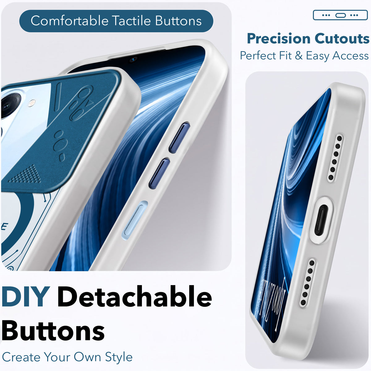 For Vivo iQOO Z10 Lite Metallic Back Cover Case (Metallic Camera Protection & Buttons | Translucent Milky Shade | Hard Polycarbonate)