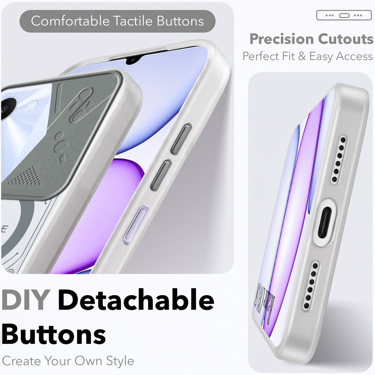For Realme C83 5G Metallic Back Cover Case (Metallic Camera Protection & Buttons | Translucent Milky Shade | Hard Polycarbonate)