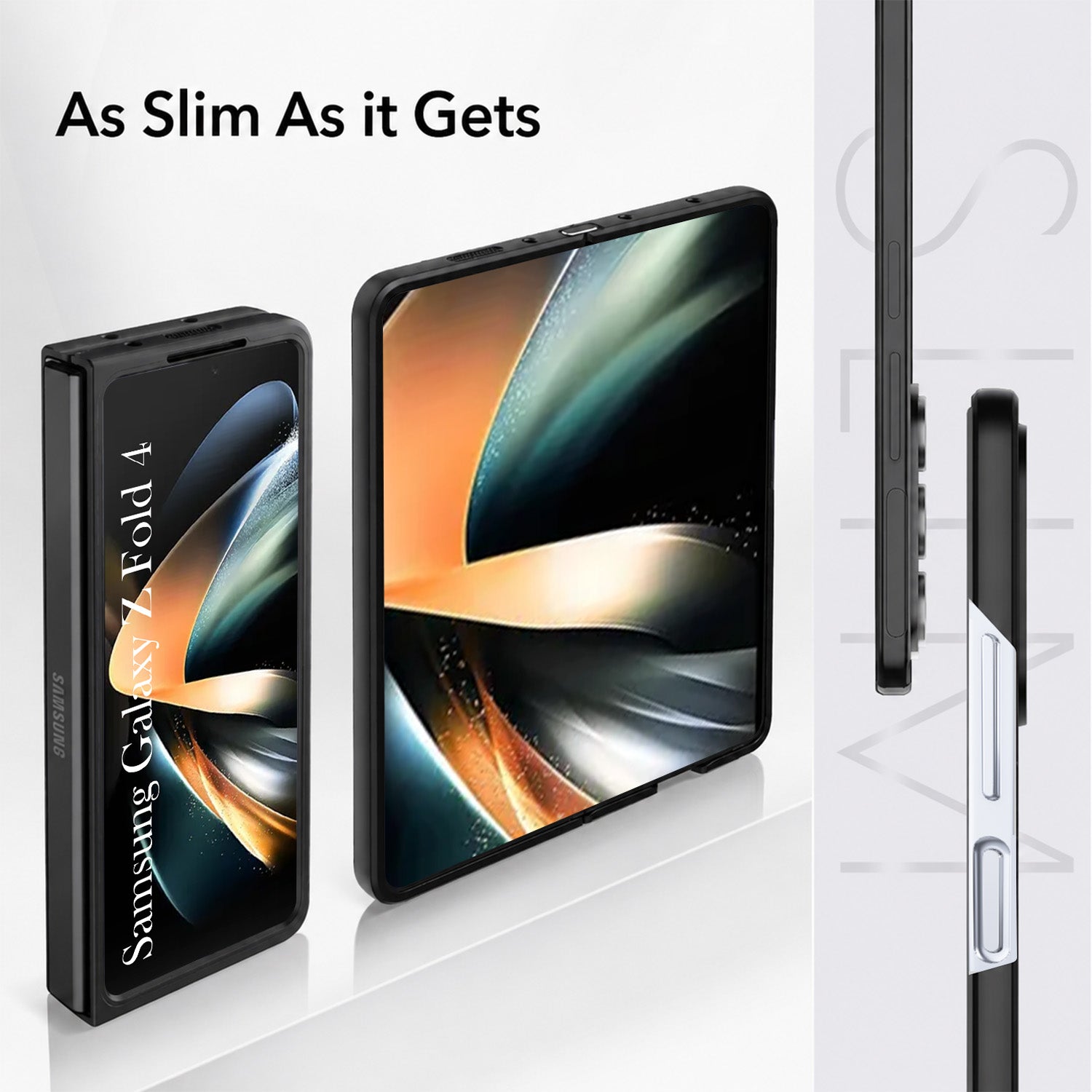 For Samsung Galaxy Z Fold 4 5G Back Case Cover Premium Genuine Leather (Integrated Front Screen Protector | Inside Microfiber Cloth)