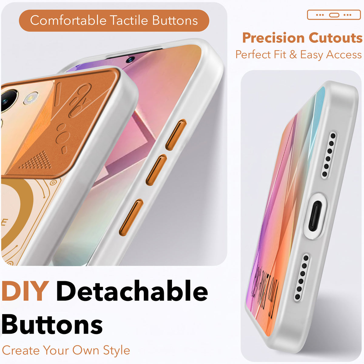 For Vivo Y200e Metallic Back Cover Case (Metallic Camera Protection & Buttons | Translucent Milky Shade | Hard Polycarbonate)