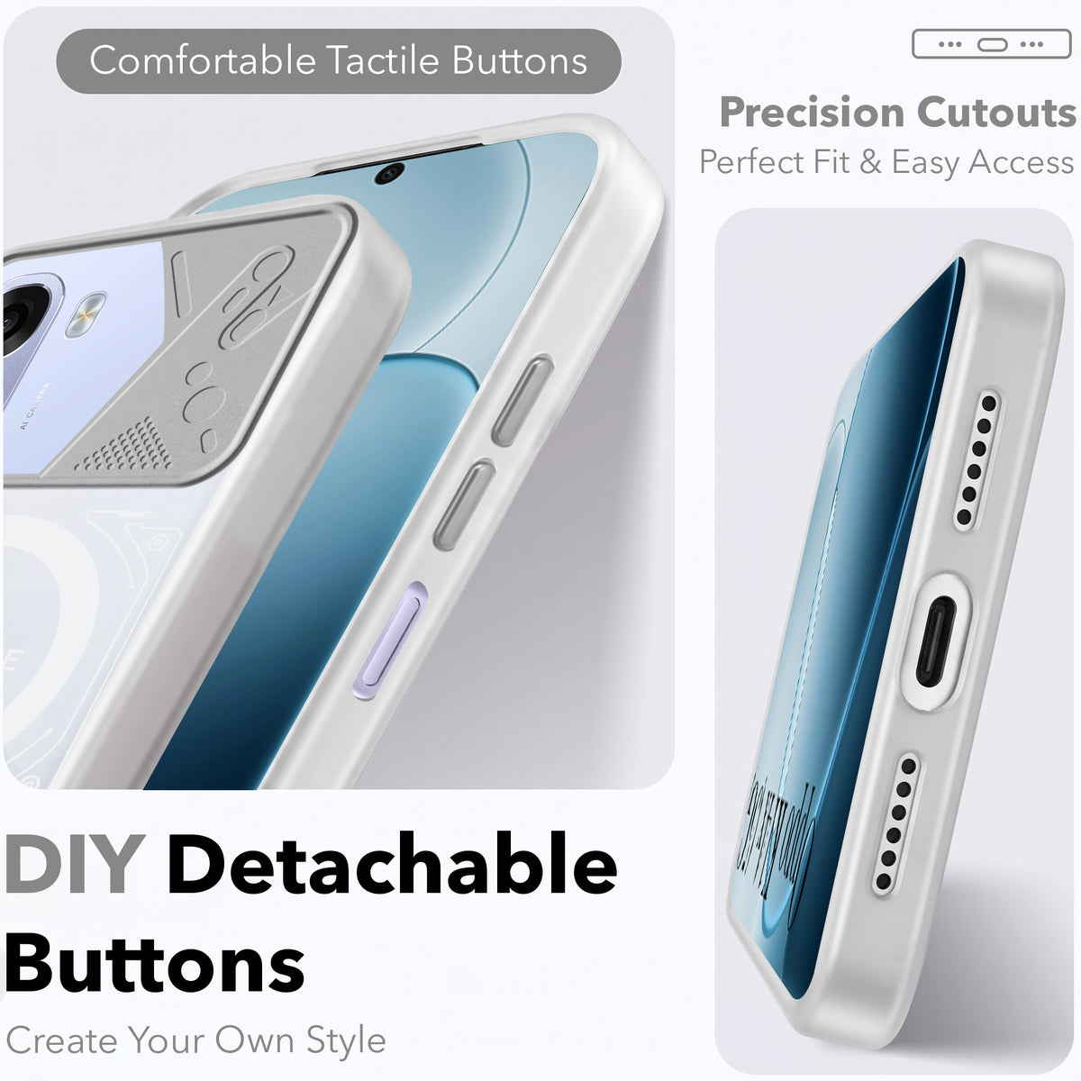 For Oppo K14x 5G Metallic Back Cover Case (Metallic Camera Protection & Buttons | Translucent Milky Shade | Hard Polycarbonate)