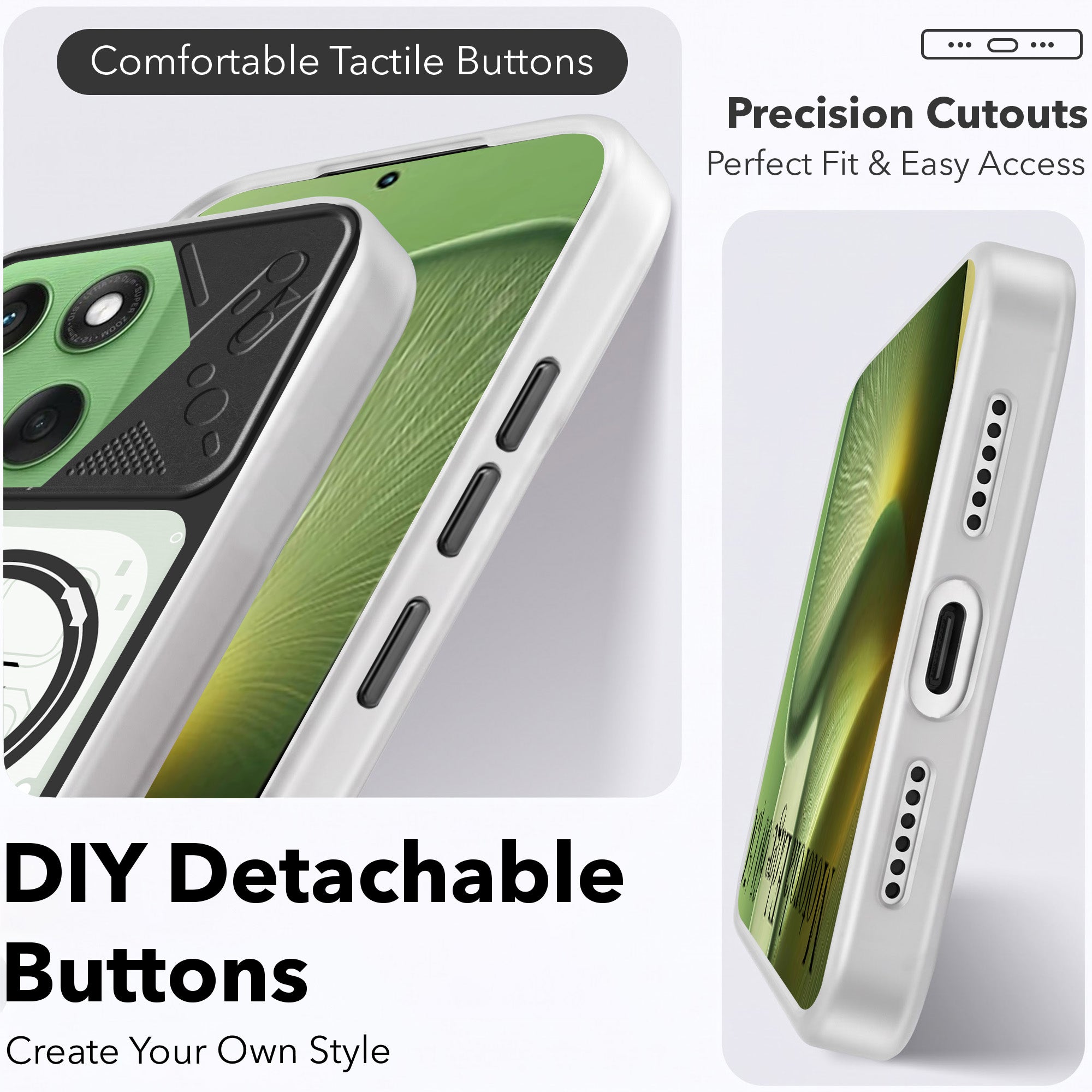 For Motorola Moto Edge 60 Metallic Back Cover Case (Metallic Camera Protection & Buttons | Translucent Milky Shade | Hard Polycarbonate)