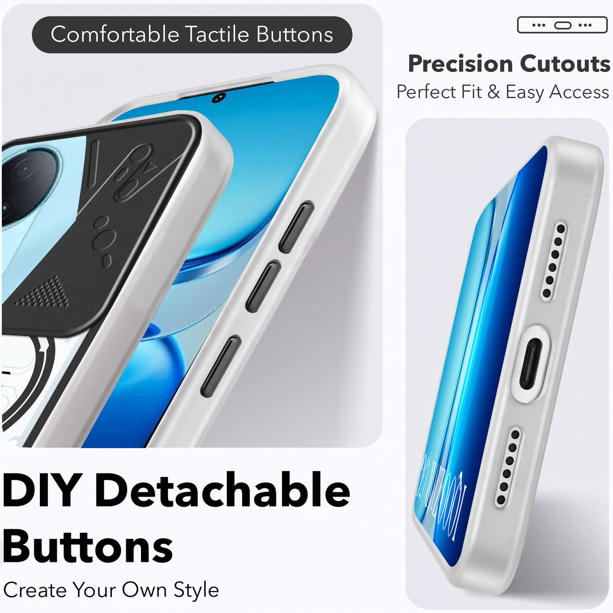For Vivo iQOO Z10R Metallic Back Cover Case (Metallic Camera Protection & Buttons | Translucent Milky Shade | Hard Polycarbonate)