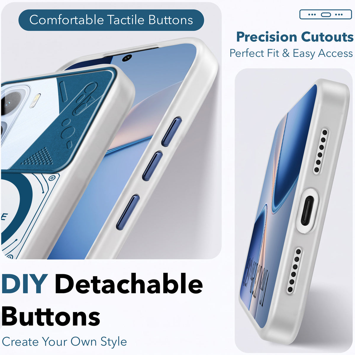 For Vivo T5 Pro 5G Metallic Back Cover Case (Metallic Camera Protection & Buttons | Translucent Milky Shade | Hard Polycarbonate)
