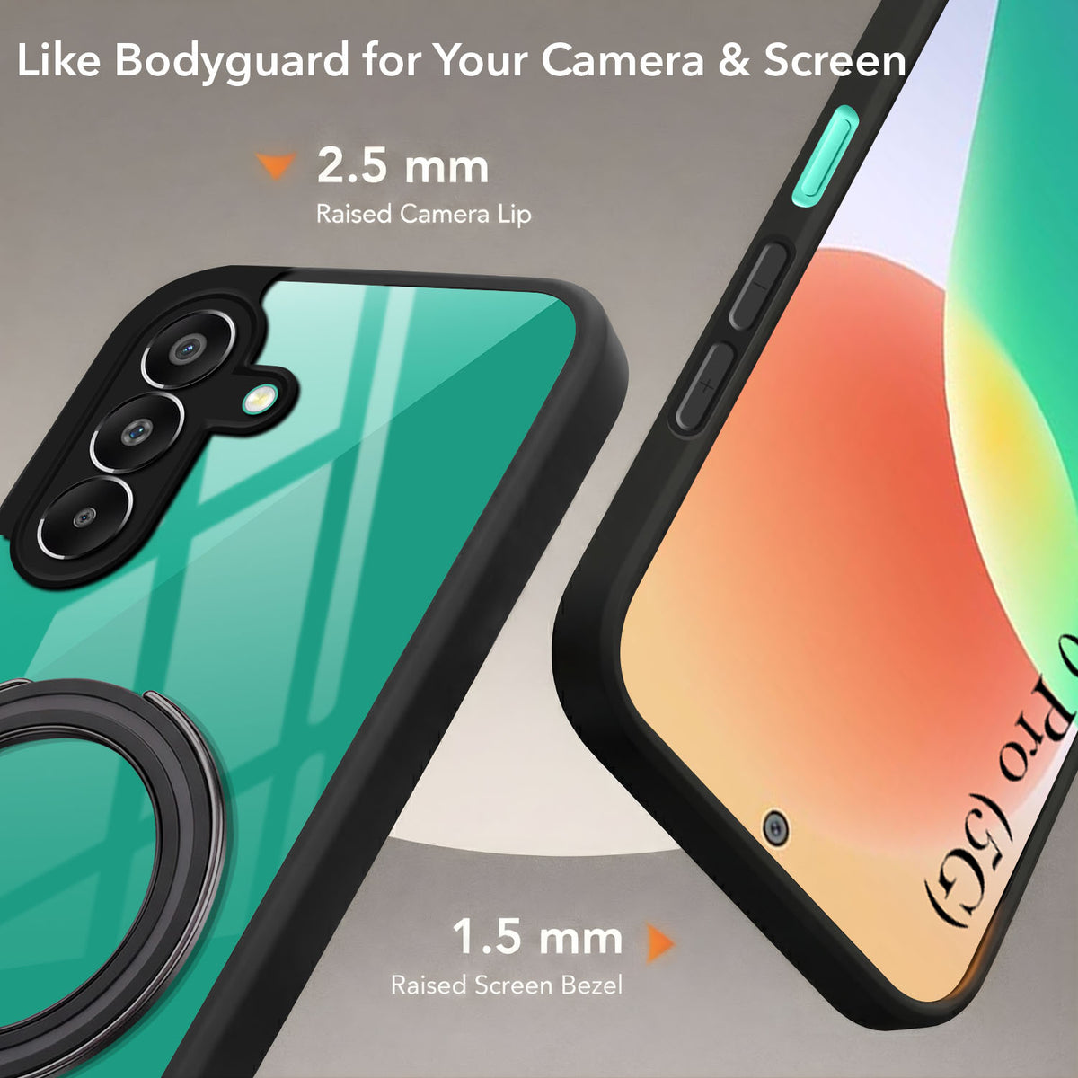 For Samsung Galaxy F70 Pro 5G Back Cover Case (Kick Stand Ring Holder | Life time Anti Yellow | Camera Protection)
