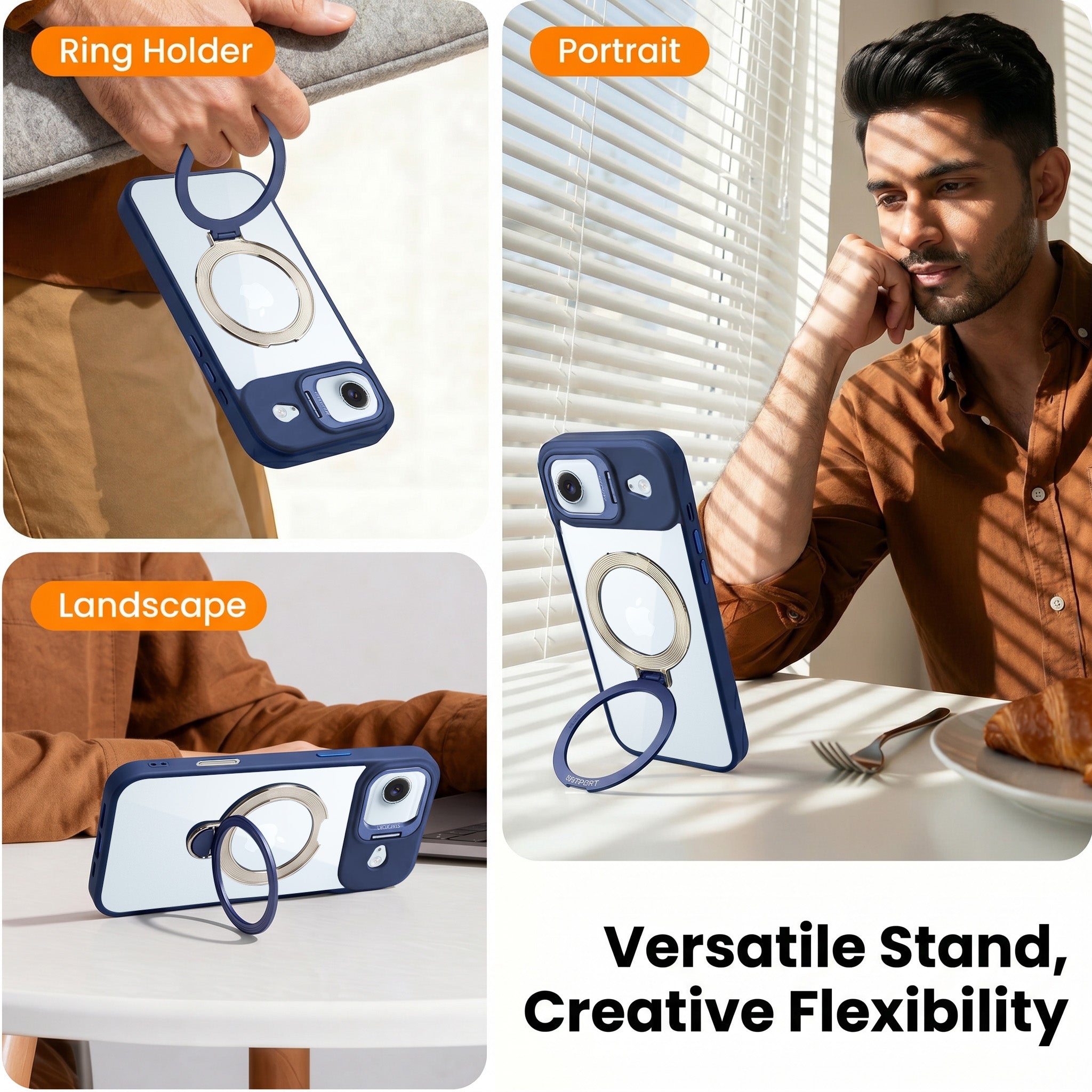 For Apple iPhone 17 Air Back Cover Case Crystal (Lifetime Anti Yellow | Magnetic Ring Stand | Camera Lens Protection | MagSafe Compatible)