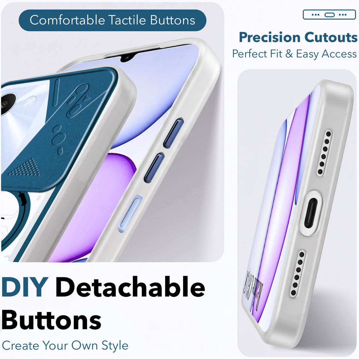 For Realme C83 5G Metallic Back Cover Case (Metallic Camera Protection & Buttons | Translucent Milky Shade | Hard Polycarbonate)