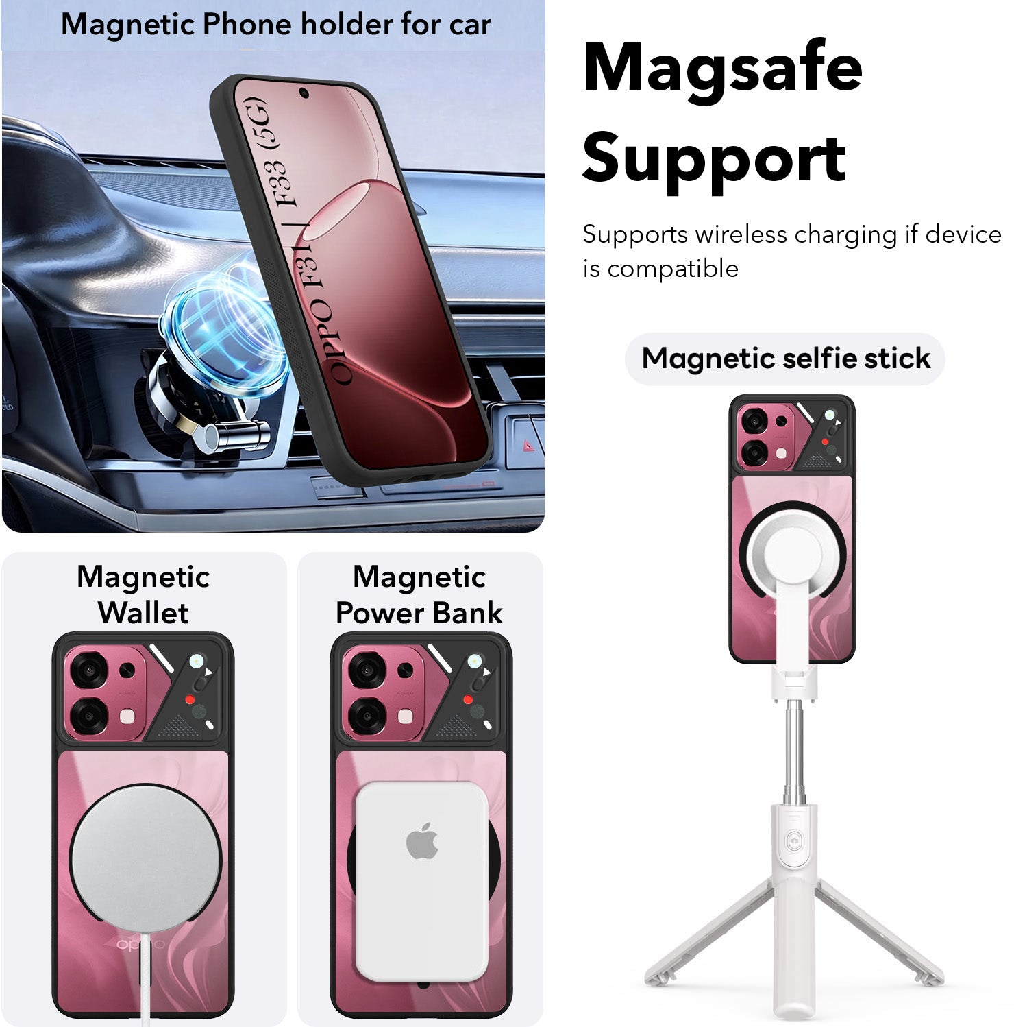 For Oppo F31 5G | Oppo F33 5G Back Cover Case Lifetime Anti-Yellow Clear (Camera Protection | Side Grip | Wireless MagSafe Compatible)