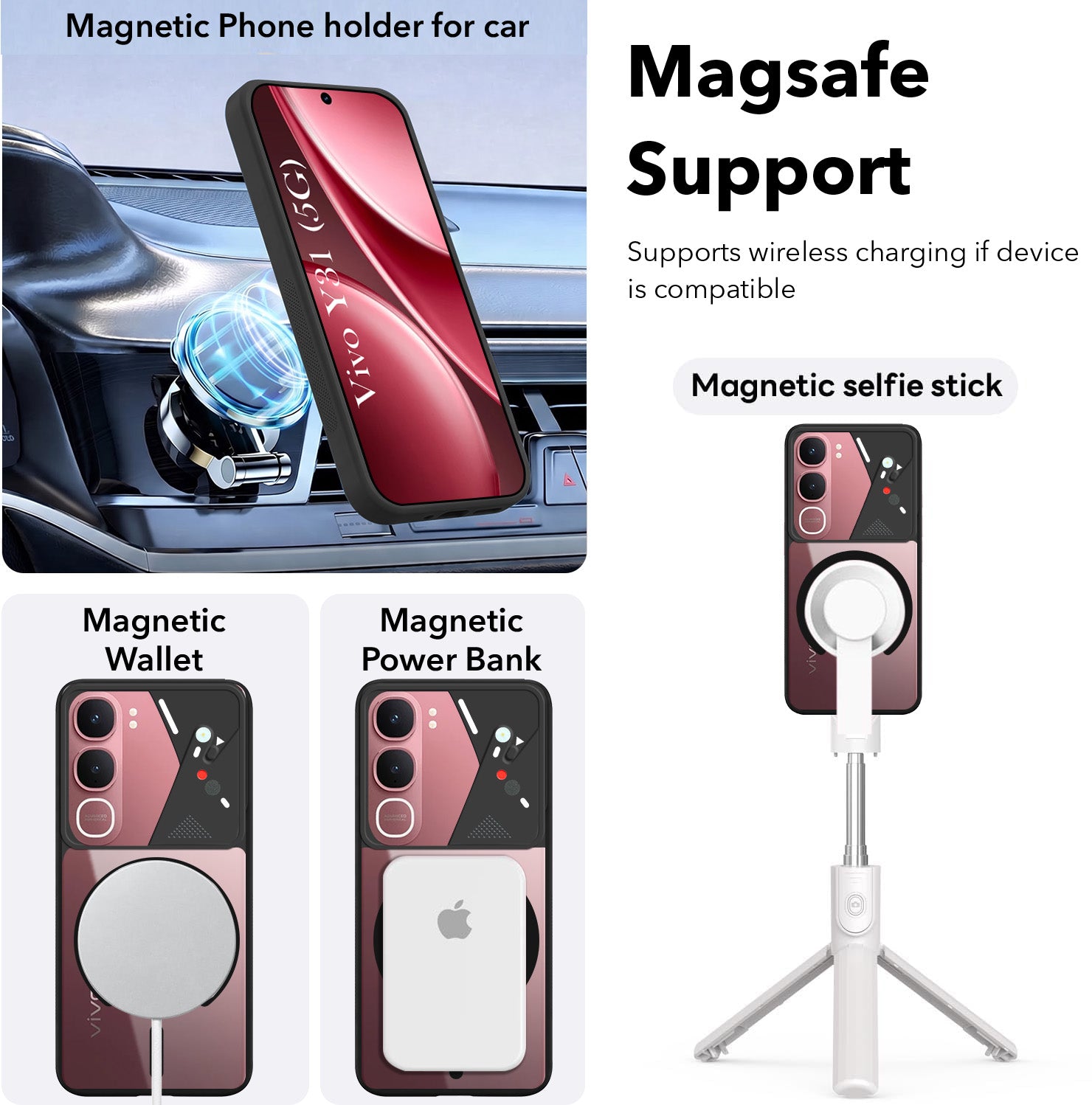 For Vivo Y31 5G Back Cover Case Lifetime Anti-Yellow Clear (Camera Protection | Side Grip | Wireless MagSafe Compatible)
