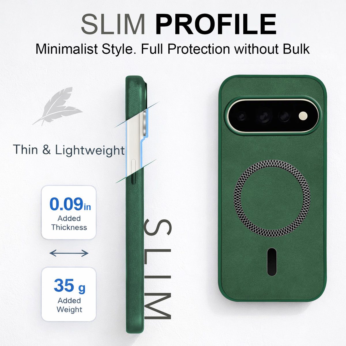 For Google Pixel 11 Pro Back Cover Case Leather Finish (MagSafe Compatible Wireless Charging | Soft Touch | Camera Bump Protection)