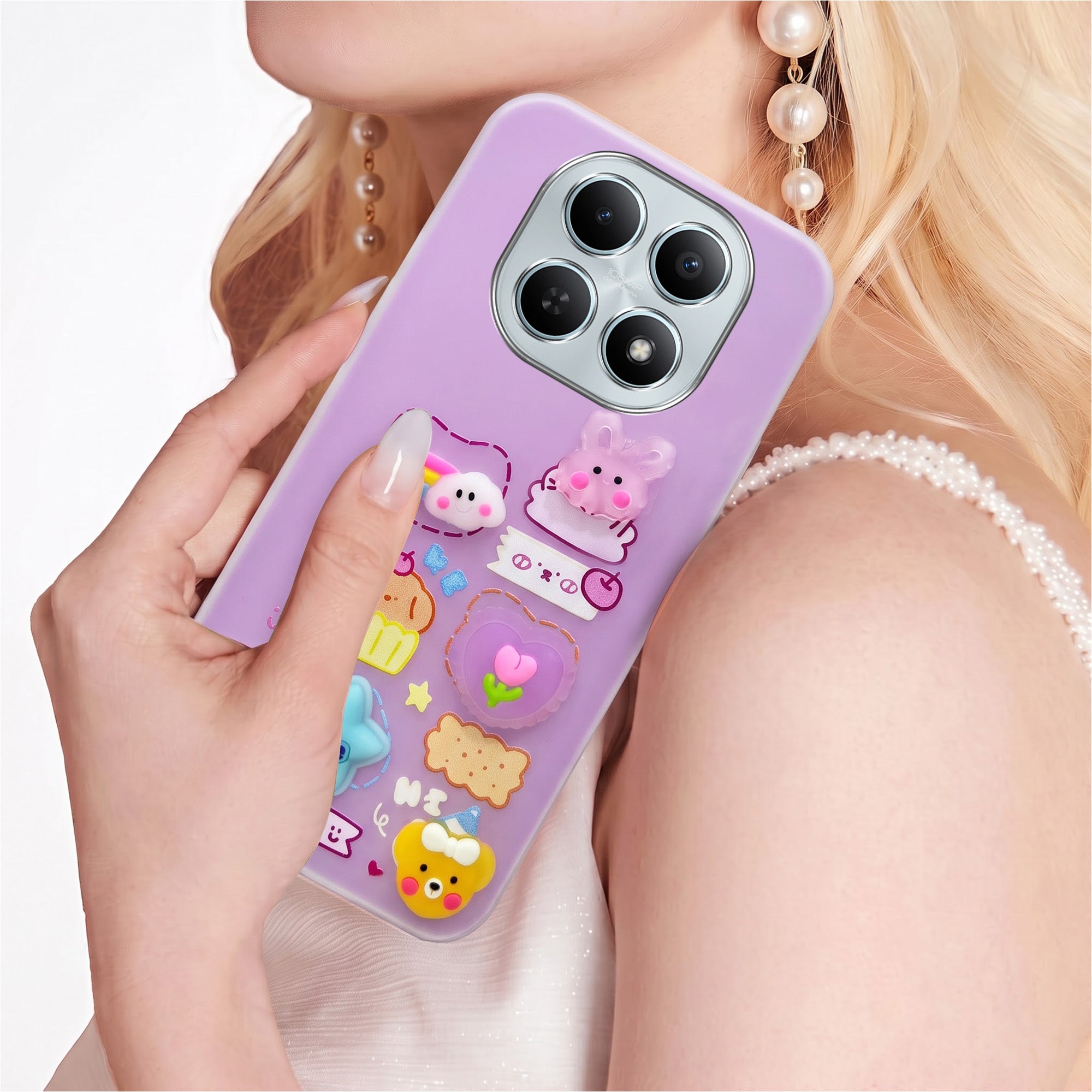 For Poco M8 5G Back Cover Case (Cute 3D cartoon charms design | Slim Aesthetic Case for Girls | Camera Protection | Hard Unbreakable)