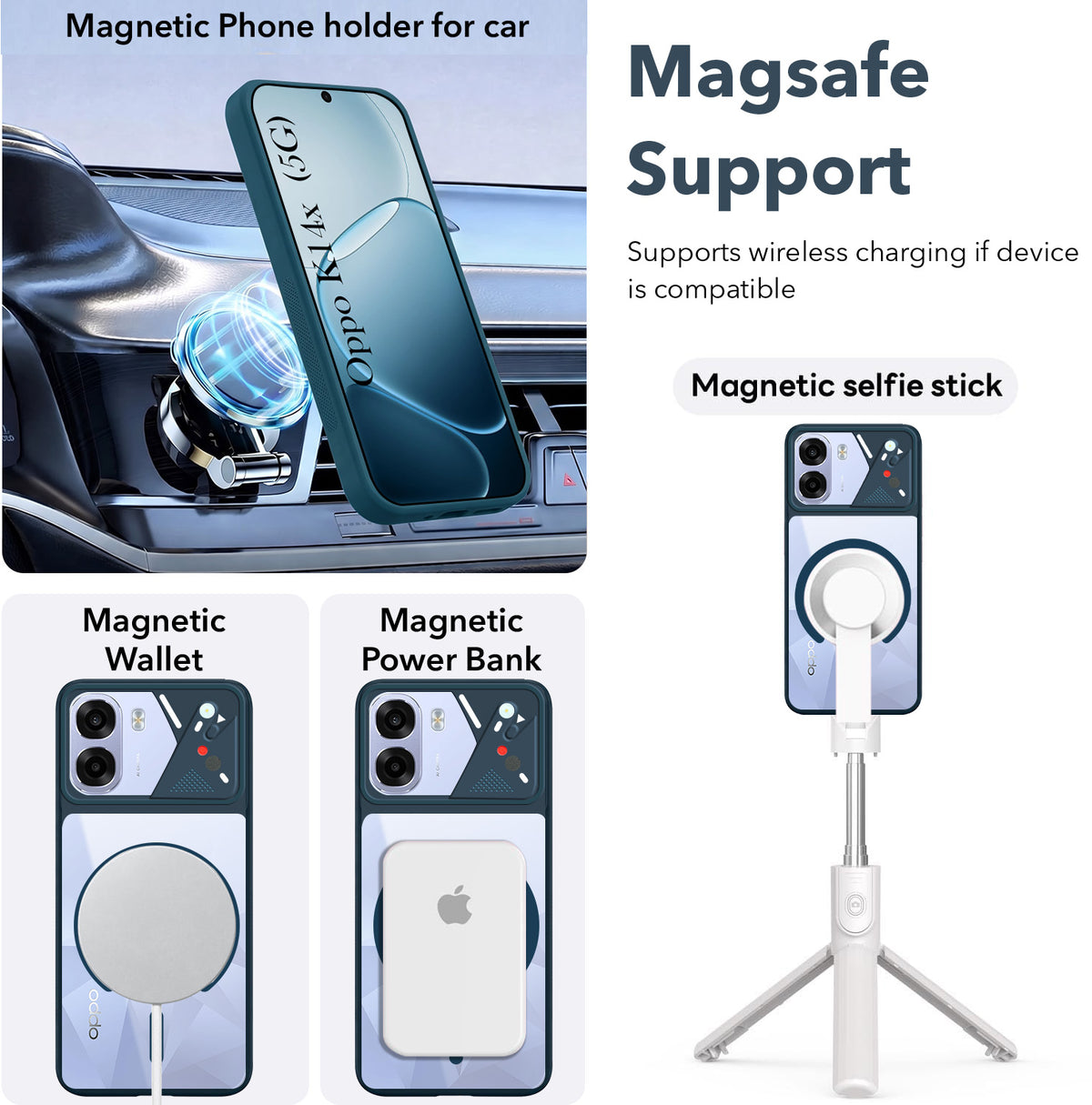 For Oppo K14x 5G Back Cover Case Lifetime Anti-Yellow Clear (Camera Protection | Side Grip | Wireless MagSafe Compatible)