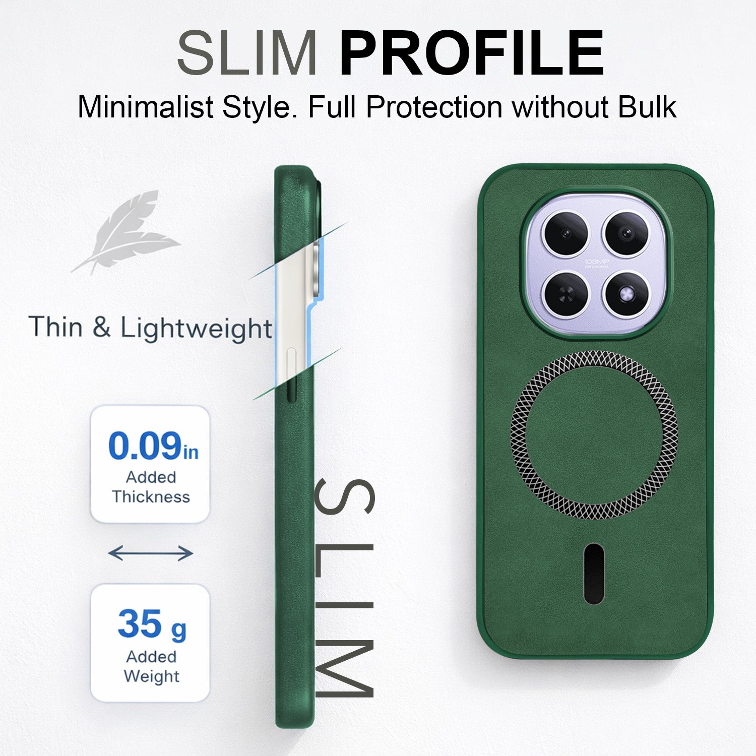 For Xiaomi Redmi Note 15 5G | Redmi Note 15 SE 5G Back Cover Case Leather Finish (MagSafe Compatible Wireless Charging | Soft Touch | Camera Bump Protection)