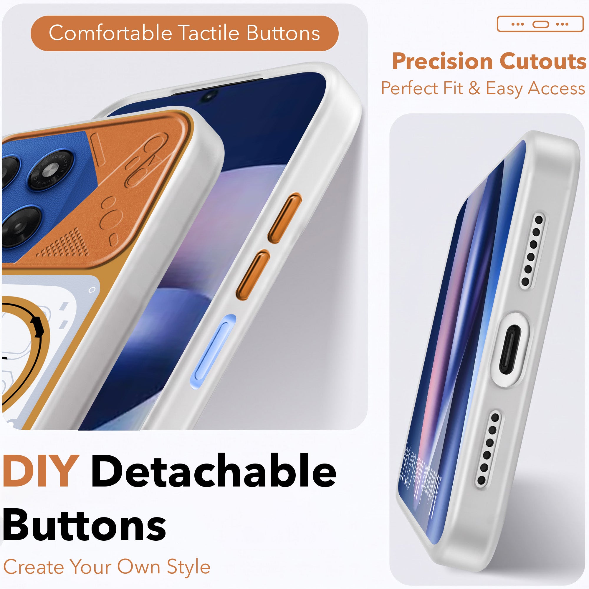 For Motorola Moto G37 Metallic Back Cover Case (Metallic Camera Protection & Buttons | Translucent Milky Shade | Hard Polycarbonate)