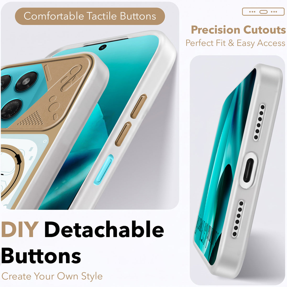 For Motorola Moto G37 Power Metallic Back Cover Case (Metallic Camera Protection & Buttons | Translucent Milky Shade | Hard Polycarbonate)