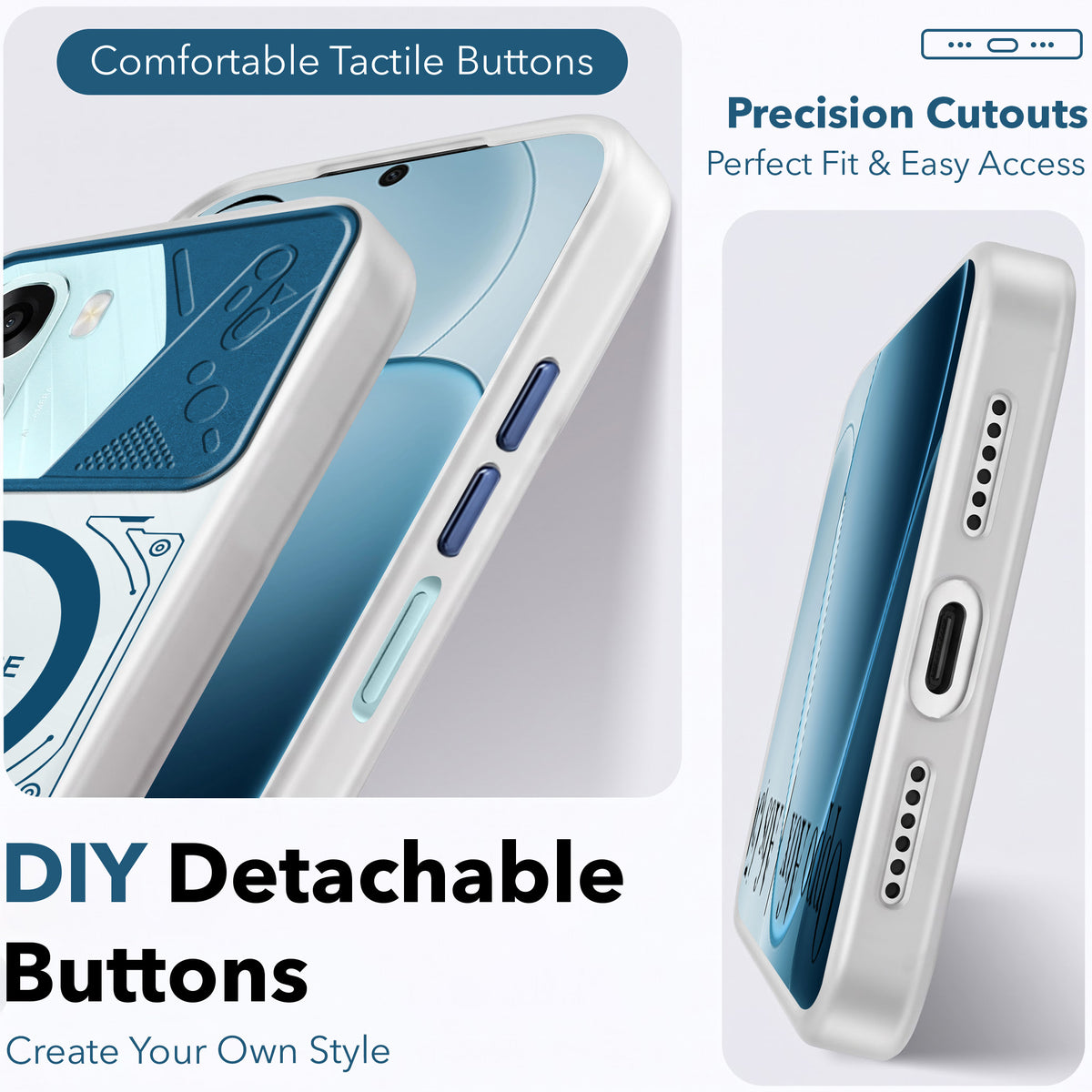 For Oppo A6X | Oppo A6S Metallic Back Cover Case (Metallic Camera Protection & Buttons | Translucent Milky Shade | Hard Polycarbonate)