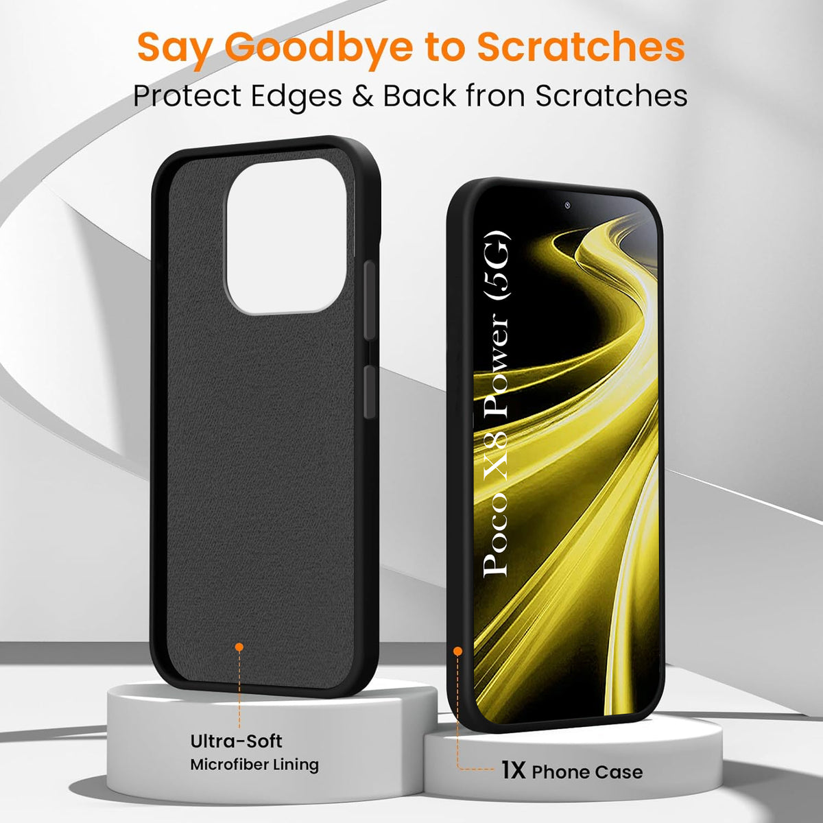 For Poco X8 Power Back Cover Case Rubberised (Textured Grip Design| Micro-Fiber Cloth Inside | Slim and Light Weight | Soft Touch and Feel)