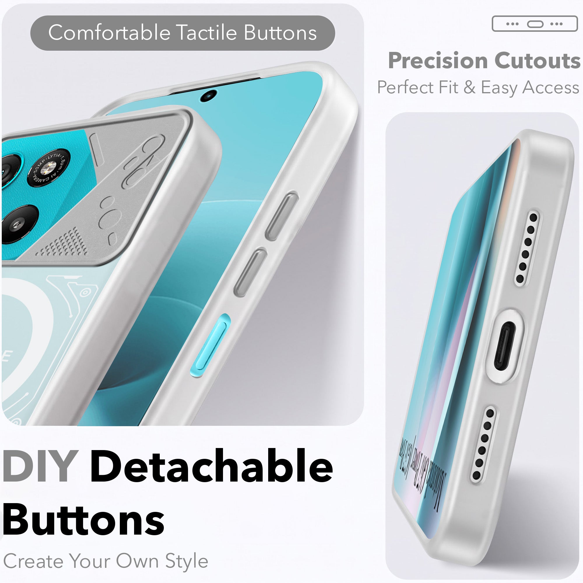 For Motorola Moto G67 Power | G57 Power Metallic Back Cover Case (Metallic Camera Protection & Buttons | Translucent Milky Shade | Hard Polycarbonate)