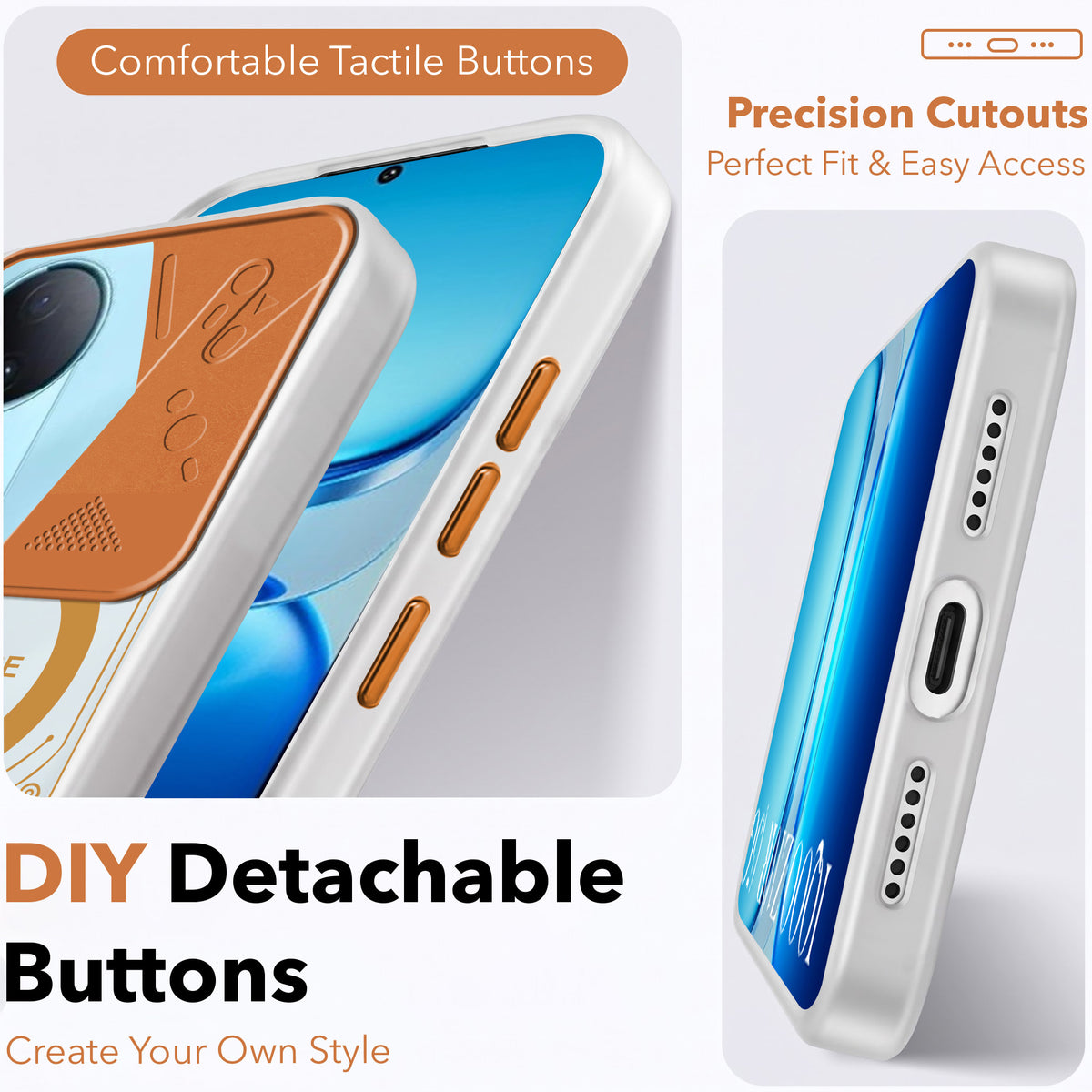 For Vivo iQOO Z10R Metallic Back Cover Case (Metallic Camera Protection & Buttons | Translucent Milky Shade | Hard Polycarbonate)