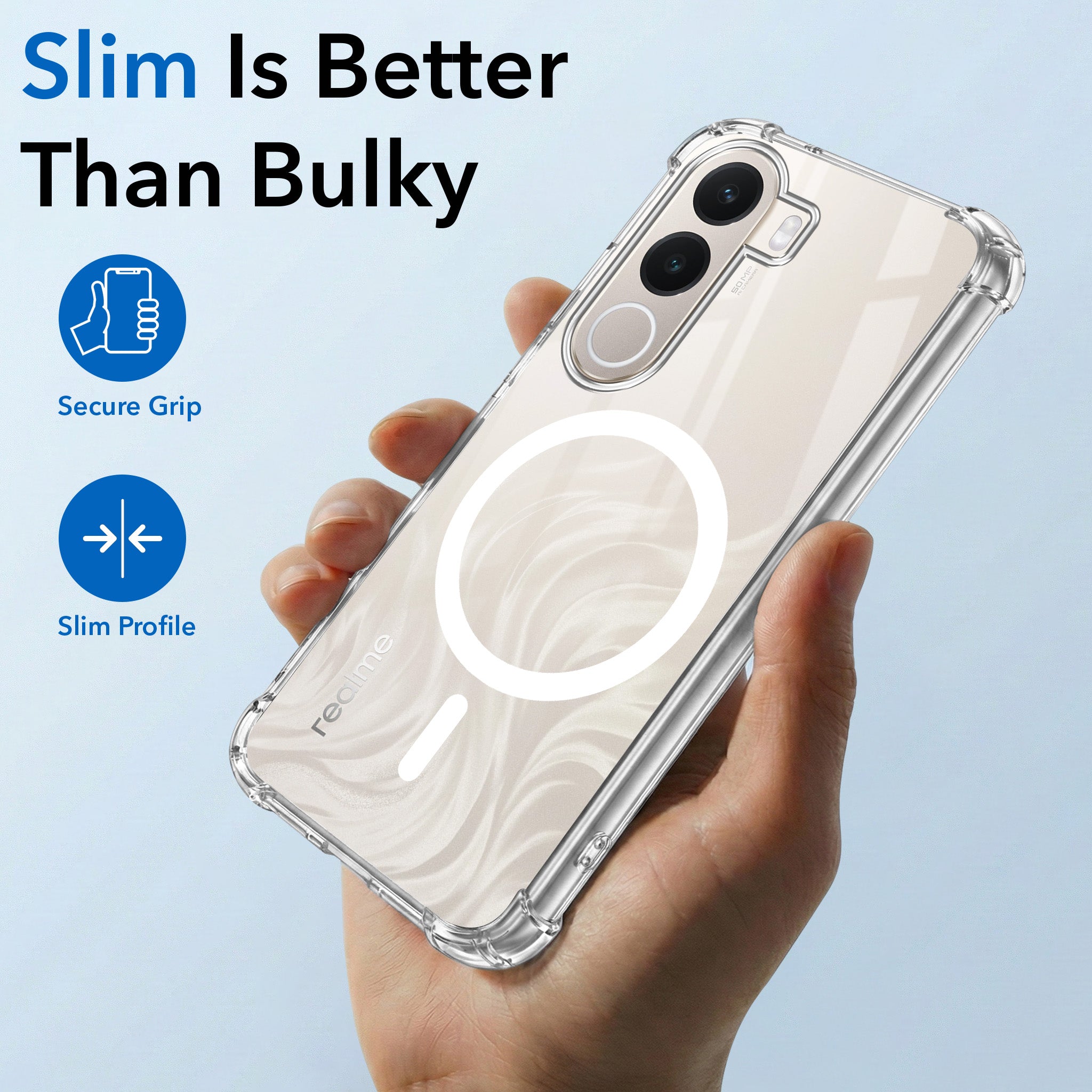 For Realme C100X Back Cover Shockproof Crystal-Clear (Magsafe Wireless Support | Drop & Camera Protection | Hard Polycarbonate)