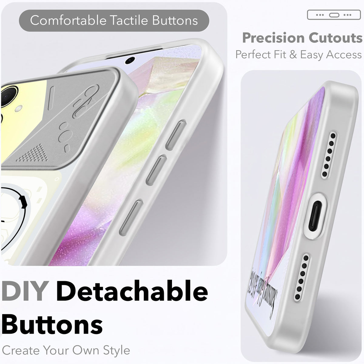 For Samsung Galaxy A35 5G Metallic Back Cover Case (Metallic Camera Protection & Buttons | Translucent Milky Shade | Hard Polycarbonate)