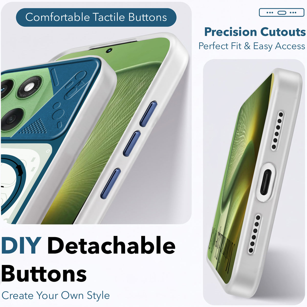 For Motorola Moto Edge 60 Metallic Back Cover Case (Metallic Camera Protection & Buttons | Translucent Milky Shade | Hard Polycarbonate)