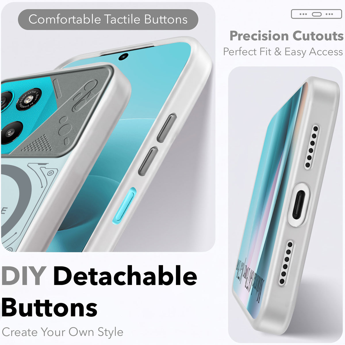 For Motorola Moto G67 Power | G57 Power Metallic Back Cover Case (Metallic Camera Protection & Buttons | Translucent Milky Shade | Hard Polycarbonate)