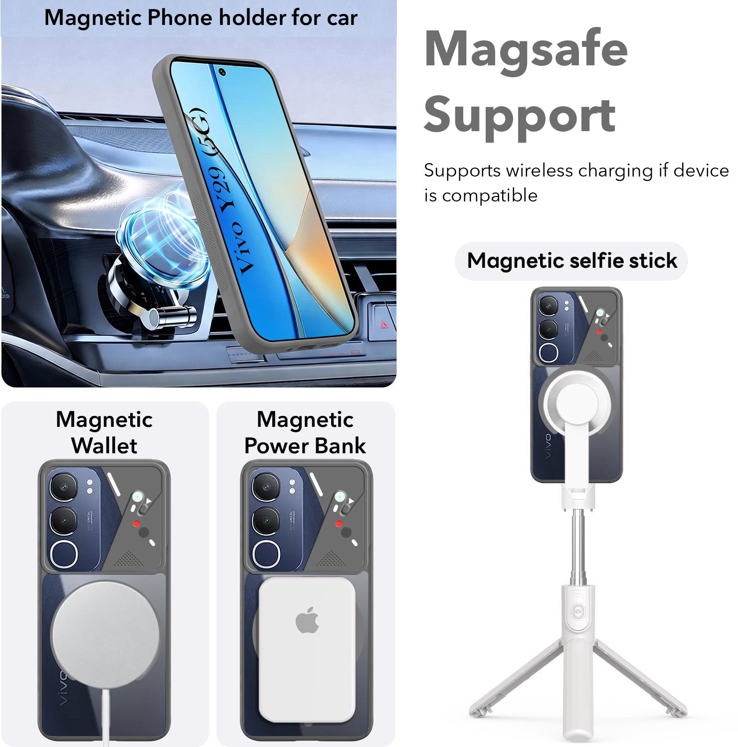 For Vivo Y29 Back Cover Case Lifetime Anti-Yellow Clear (Camera Protection | Side Grip | Wireless MagSafe Compatible)