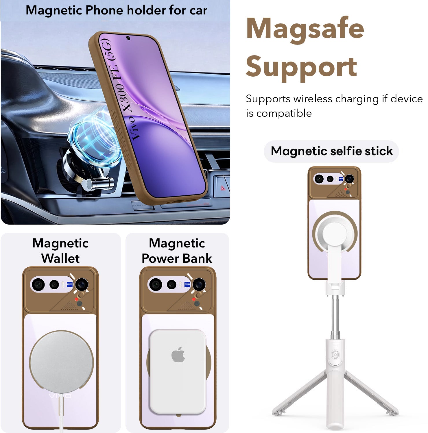 For Vivo X300 FE Back Cover Case Lifetime Anti-Yellow Clear (Camera Protection | Side Grip | Wireless MagSafe Compatible)