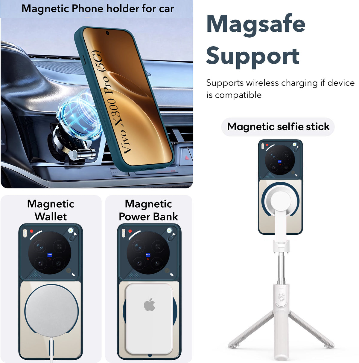For Vivo X300 Pro Back Cover Case Lifetime Anti-Yellow Clear (Camera Protection | Side Grip | Wireless MagSafe Compatible)