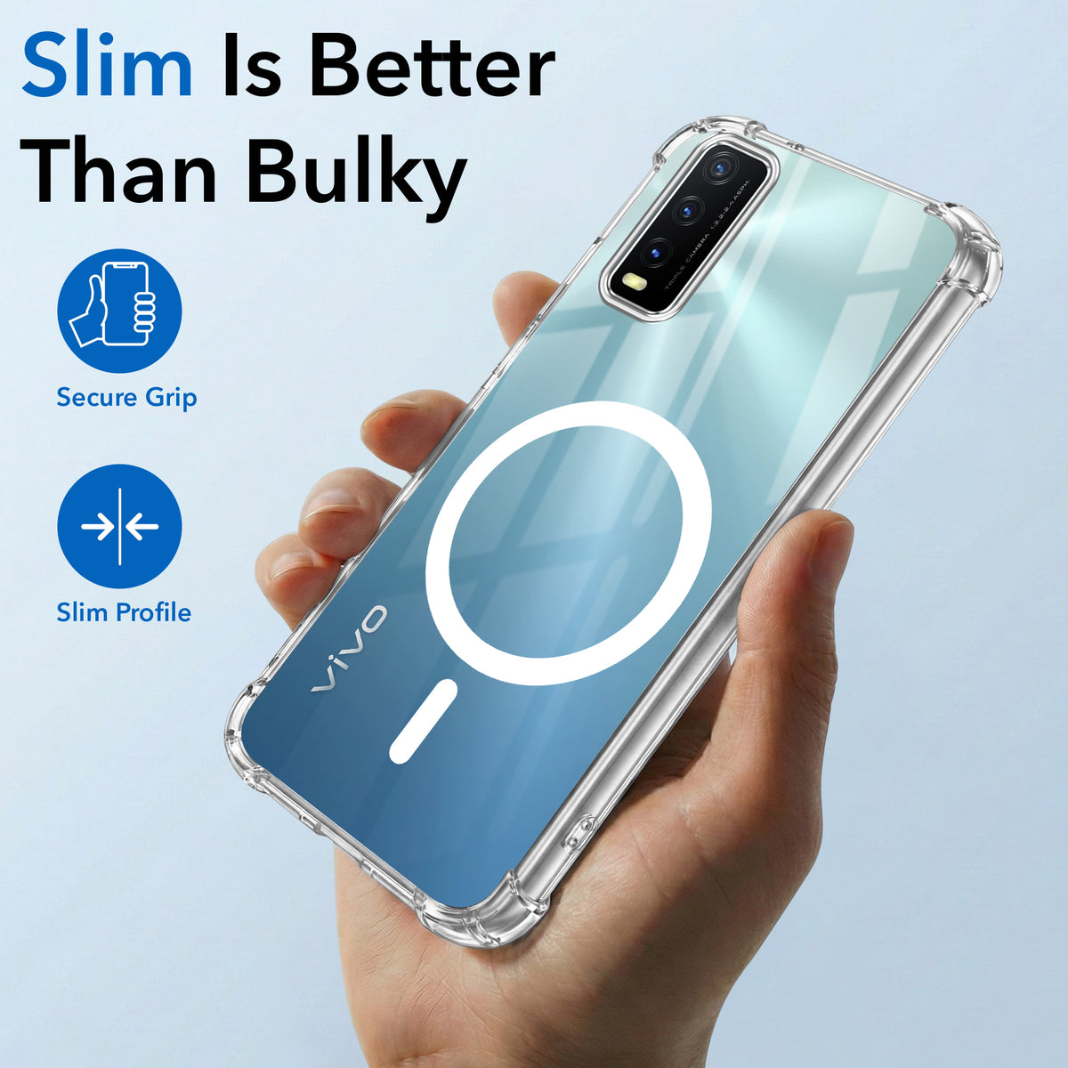For Vivo Y20 | Y20i Back Cover Shockproof Crystal-Clear (Magsafe Wireless Support | Drop & Camera Protection | Hard Polycarbonate)